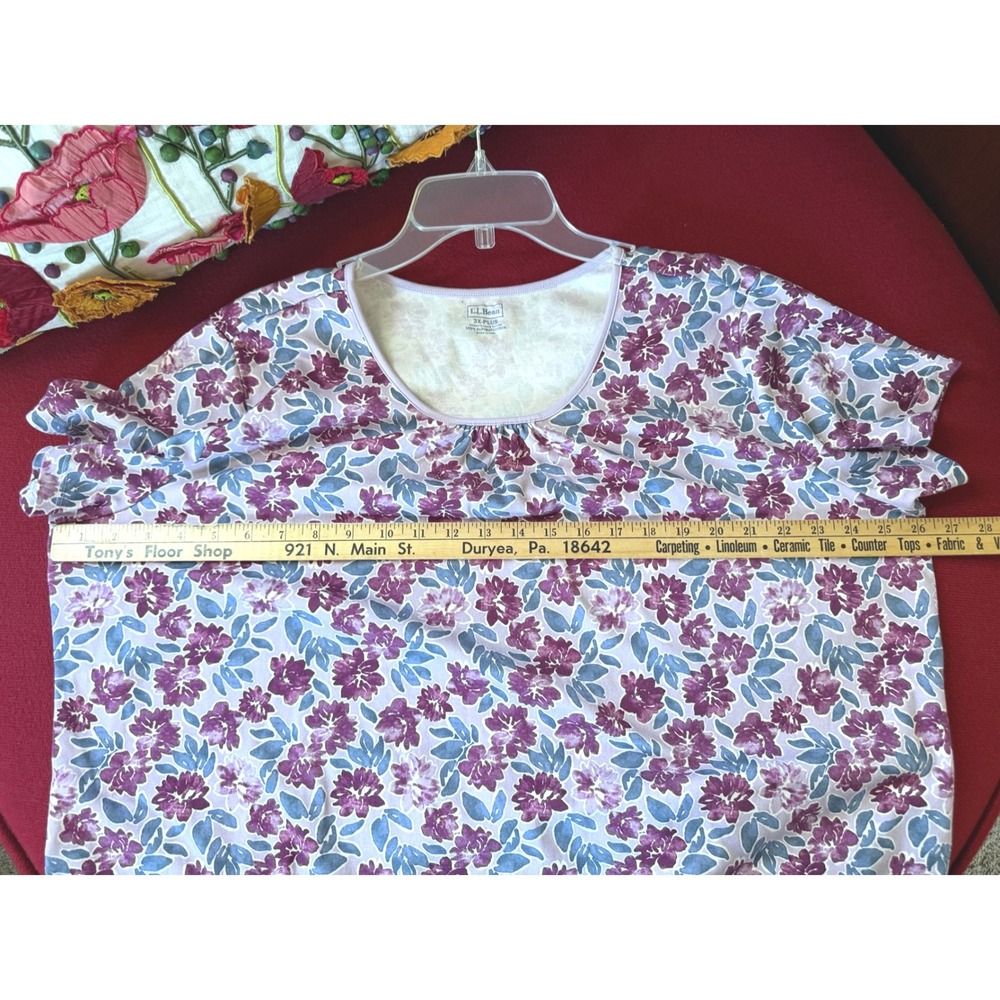 LL Bean Nightgown Womens 3X Pink Purple Floral Supima Cotton Sleep Dress Cozyy - Picture 5 of 9